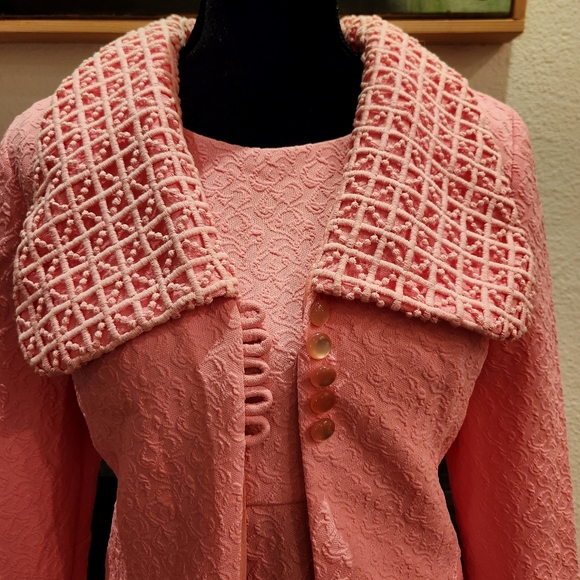 🖤 VINTAGE 60s Mod Jackie MCM Dress Coat Set Matching Lucite Buttons RARE - Picture 4 of 7